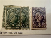 R240 & R242 REVENUE STAMPS $1 AND $3