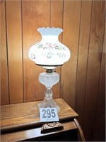 Vintage Electrified Oil Lamp With Painted