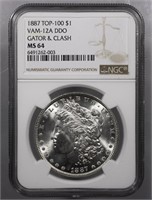 1887-P Morgan Dollar TOP-100 VAM-12A DDO NGC MS64