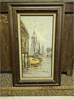 Old Framed Oil On Canvas- 32x20- Signed Florence-