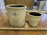 (2) Stoneware Crocks- One 2 Gallon