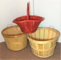 Bushell Baskets & Red Wicker Basket