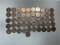 51 half franc coins from France