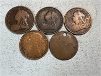 Five Victoria large cents, Great Britain
