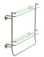 18 in. Double Glass Shelf with Towel Bar