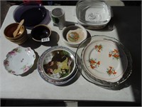 PLATES, GLASSWARE, PYREX, PIE PLATES