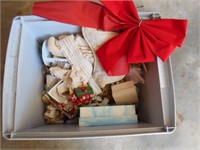 Lot of Christmas Items in Plastic Box