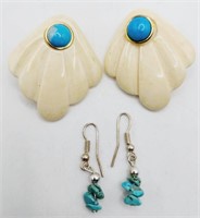 (KC) Sterling Silver Earrings - Turquoise and
