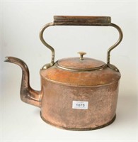 Antique handmade copper kettle, oval form