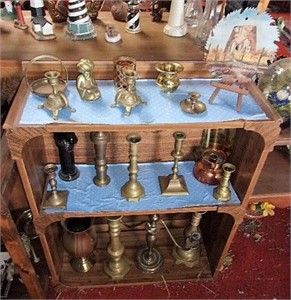 Vintage Brass candlestick holders & other pieces