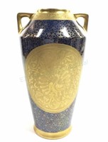 9.75in Pickard Blue & Gold Porcelain Vase