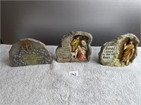 3 Religious Resin Stone Decorations