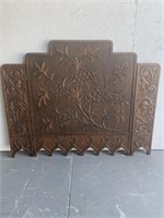 Vintage Carved Wood Fireplace Screen