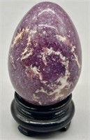 Polished Amethyst Stone Egg on Stand