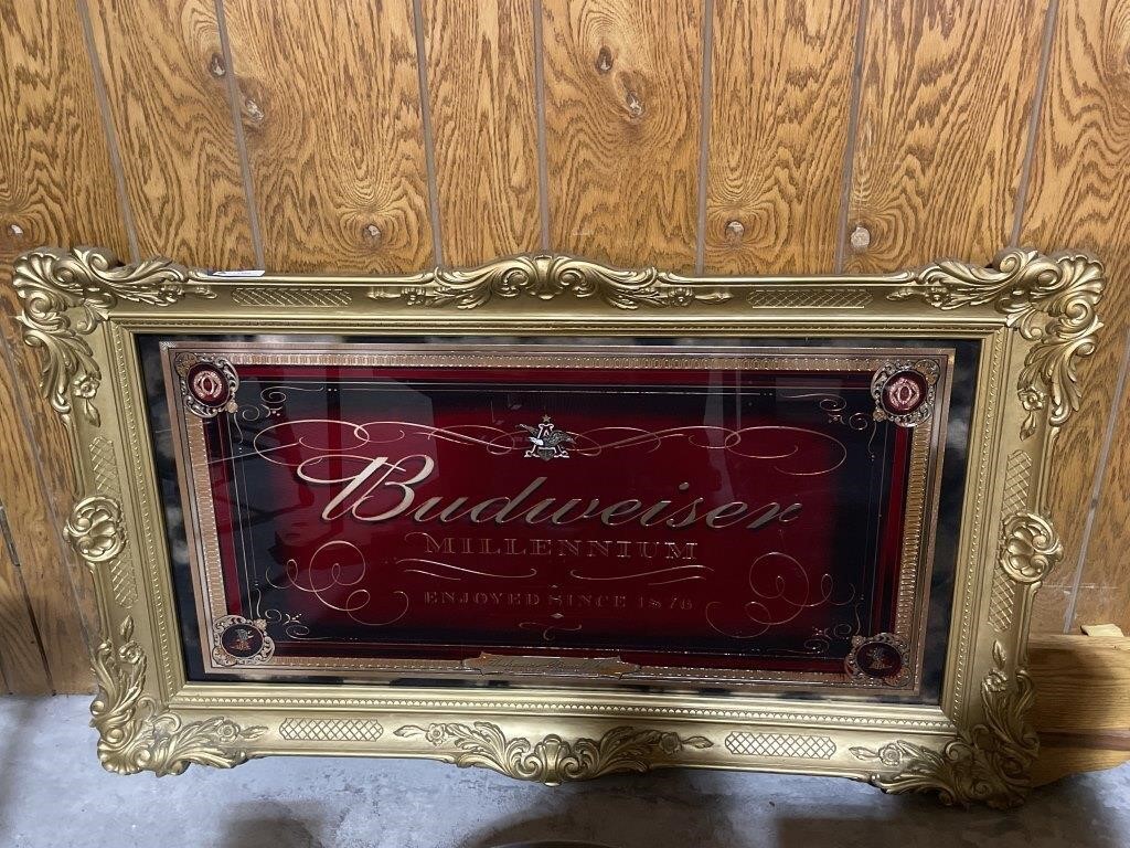 Large Budweiser Gold Framed Sign
