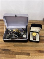 Watch Collection in Jewelry Box & 1 New Watch