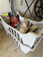 2 totes w/ butterfly & kids guitar