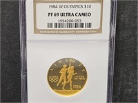 1984 W Olympics $10 PF 69 Ulgtra Cameo  GOLD Coin