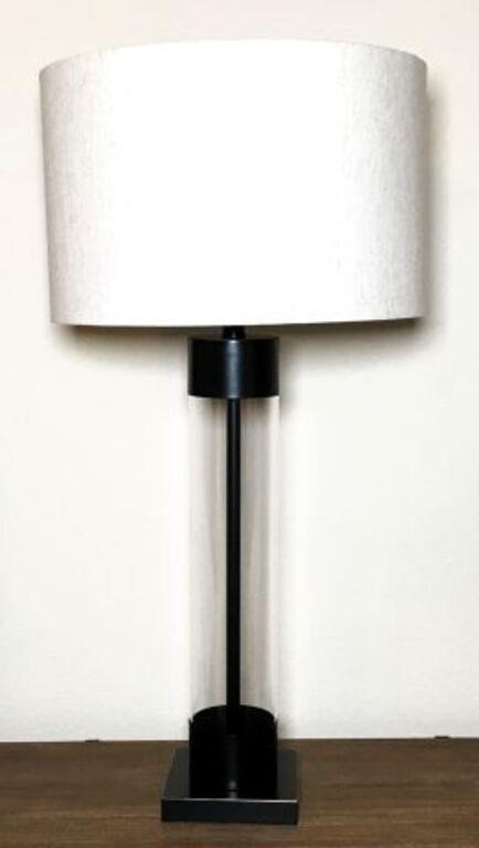 Glass Tube Table Lamp Linen Shade