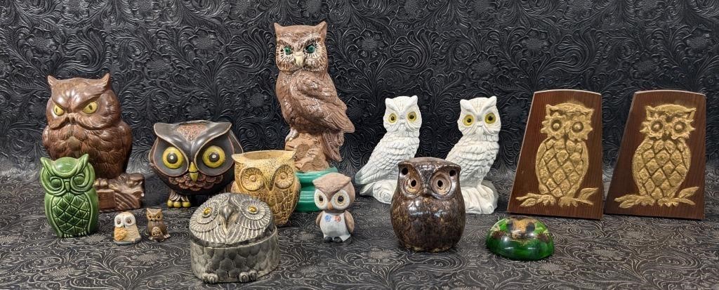 Owl Candle Holders, Bank, Bookends, Jewel Box+