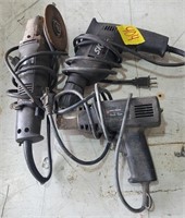 3 pc electric tool group, drill, heat gun, grinder