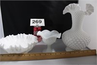 MILKGLASS INCLUDING HOBNAIL & FLUTED