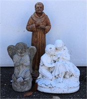 3 Concrete Yard Statues