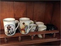 5 Norman Rockwell Collector Mugs, Etc.