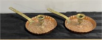 2 copper stick candle holders