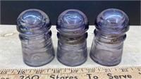 3 Lightly Sunpurpled Dominion Glass Insulators