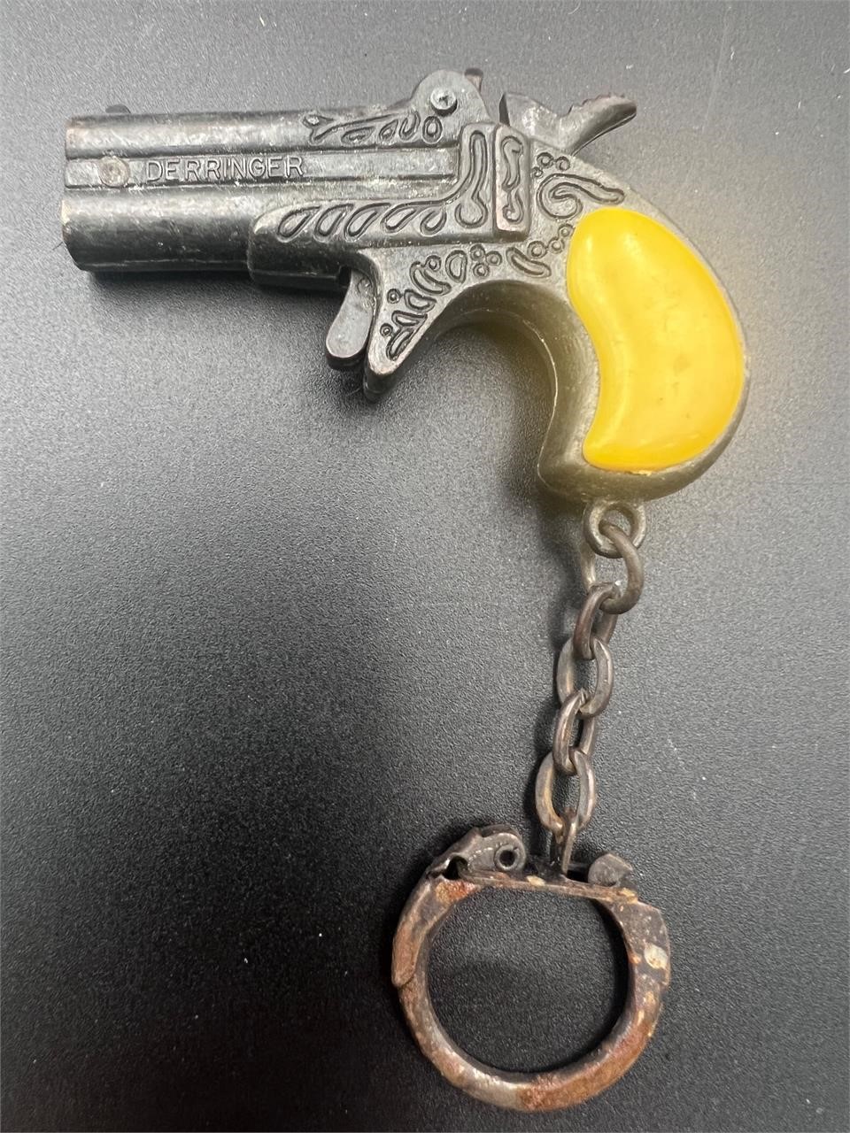 Vintage metal pistol miniature keychain