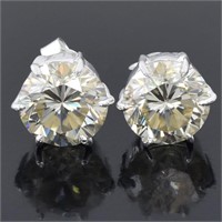 APPR $4300 Moissanite Earrings 8.6 Ct 925 Silver