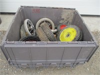 GREY TOTE W/ CONTENTS - WHEELS