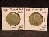 1965 & 1966 Kennedy Half Dollars