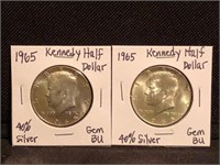 Pair of 1965 Kennedy Half Dollars