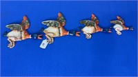 4 CAST IRON FLYING DUCK WALL ORNAMENTS