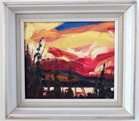 Arthur Lloy, oil on board, 8 x 9 1/4", Sunset,