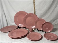 Pink Fiestaware Plates (9) & Matching Shaker