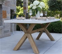Ivory Composite & Eucalyptus Wash Dining Table