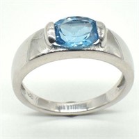 SILVER BLUE TOPAZ(4.5CT) RHODIUM PLATED RING