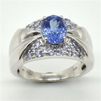 SILVER TANZANITE(1.85CT) RHODIUM PLATED RING