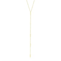 14k Gold Lariat Necklace With Small Polished Bars