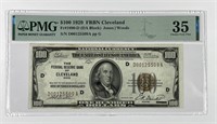 1929 $100 Federal Reserve Bank Cleveland PMG VF35