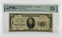 1929 $20 Wellsville NY Ch#4988 PMG VF25
