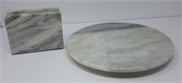Marble Lazy Susan and Napkin Holder