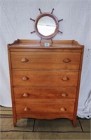 Cushman Colonial Creation oak 4 drawer chest w/mir