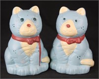 Blue Ceramic Cat Salt & Pepper Shakers