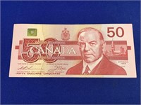 1988 Canada Banknote $50 Fifty Dollar Thiessen