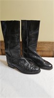 Mens Custom Black Boots W/Rare Ostrich Skin Detail