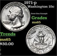 1971-p Washington Quarter 25c Grades GEM Unc